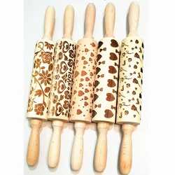 Laser Engraving Printing Rolling Pin, Heart, Rose, Flower, Embossing, Fondant, Biscuit, Cookie, Baking Appliance