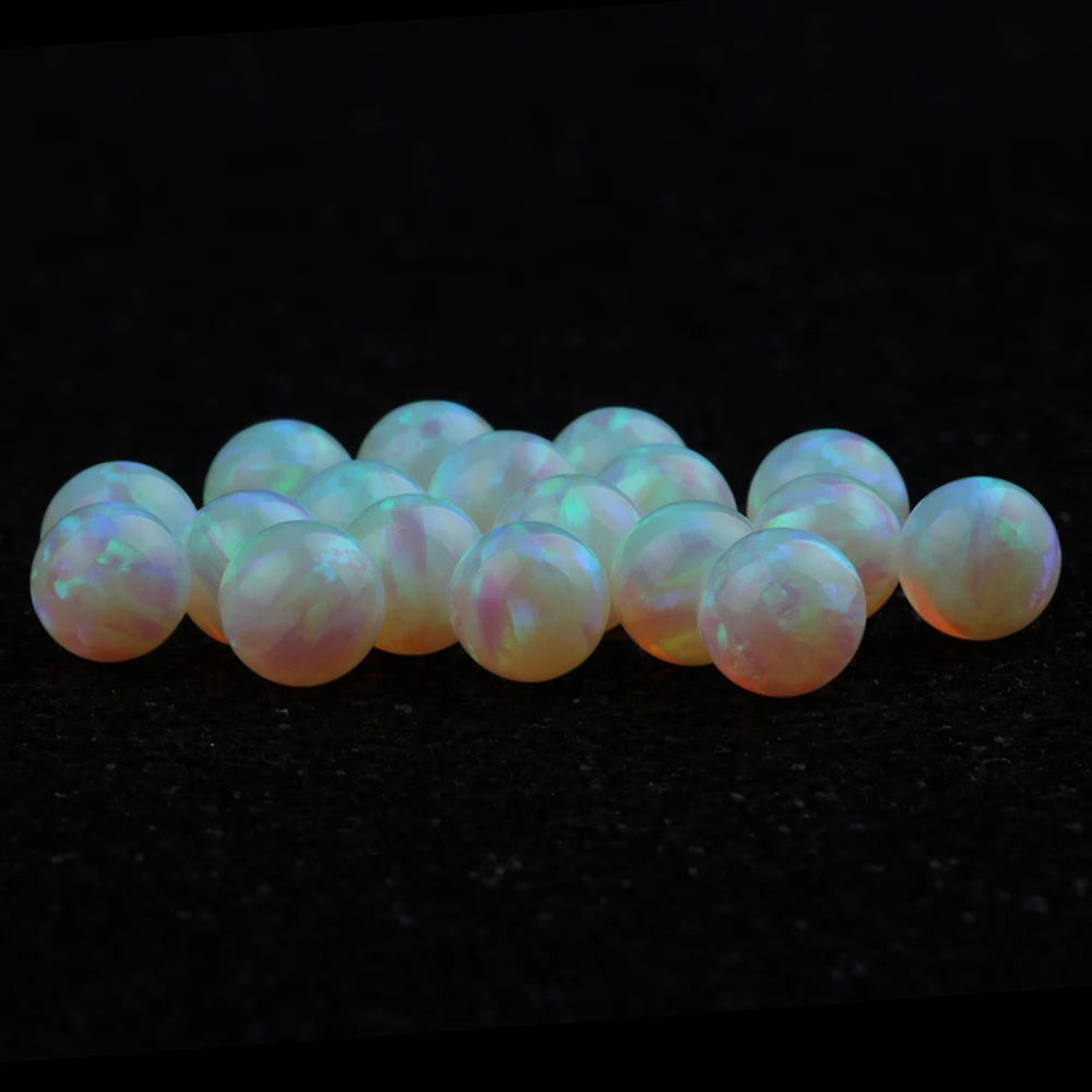 Light Yellow Cream Color Jewelry Beads Free Shipping Synthetic OP65 Opal Ball for Making Ring Chain