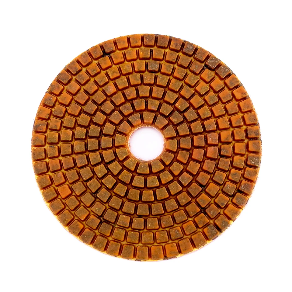 RIJILEI 4PCS Top 4 Inch Wet Dry Diamond Polishing Pads 4 Steps Copper Metal Bonded Polishing Pad For Granite Marble Concrete