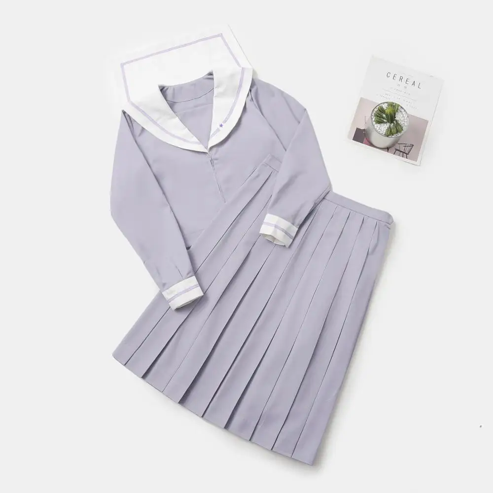 Lavender Japanese high-end jk uniform school uniform school uniform top + short skirt sailor suit cute suit