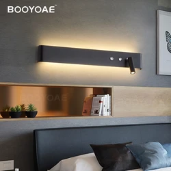 Lámpara de pared moderna con interruptor para habitación, dormitorio, mesita de noche, iluminación de Hotel, candelabro interior, luz giratoria blanca y negra, decoración