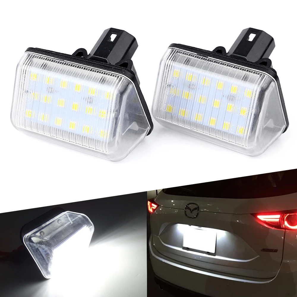 2Pcs Canbus Error Free Led Number Plate Light Bulb For Mazda CX-5 CX-7 6 CX 5 7 Speed 6 3528 18SMD License Plate Lamp 6000K