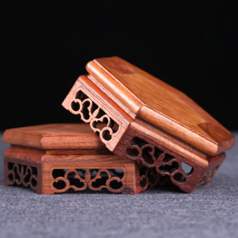 Redwood Wood Pedestal Table Decoration Base, Home Decoration, Traditional China