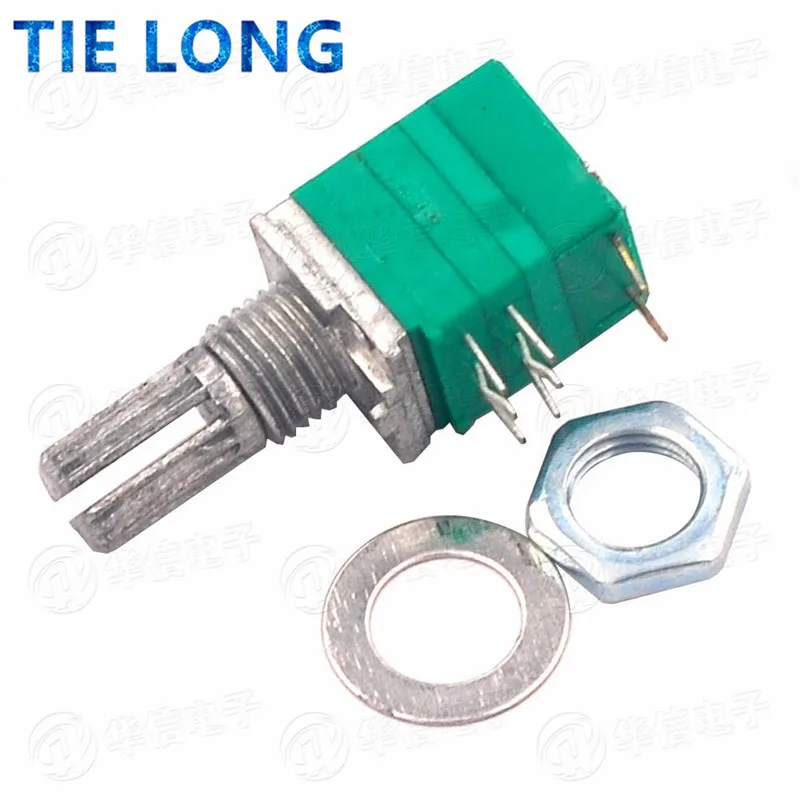 5pcs RV097NS 8pin B 10K 50K 100K RV097 RK097NS single linked potentiometer with switch audio shaft 15mm power amplifier sealing