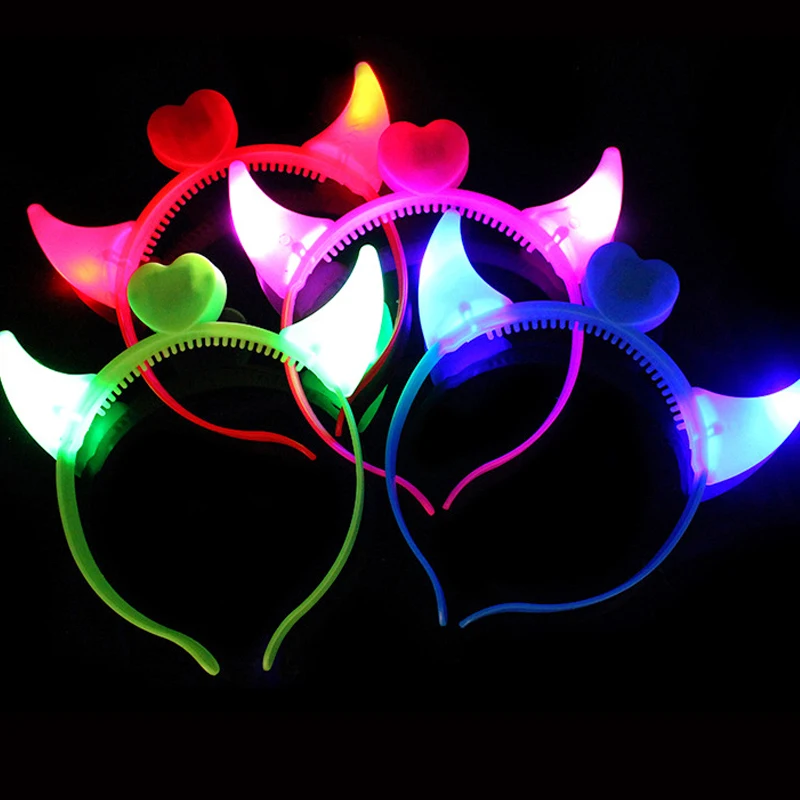 Halloween Party Cosplay Flashing Headband Glowing Devil Costume Children Christmas Gift Rave Accessories Festival Accessories