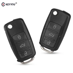 KEYYOU-funda plegable con 2 botones para llave de coche, carcasa FOB para Vw, VOLKSWAGEN, MK4, Seat Altea, Alhambra, Ibiza