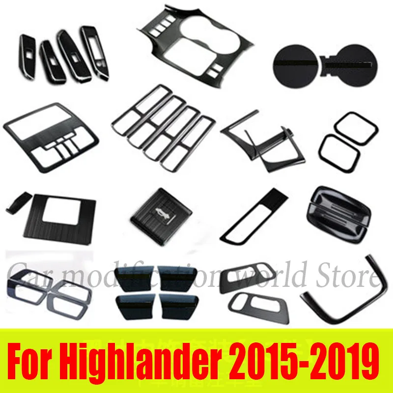 For Toyota Highlander 2015 2016 2017 2018 2019 Black stainless Accessories steel Interior Air outlet Covers Trims