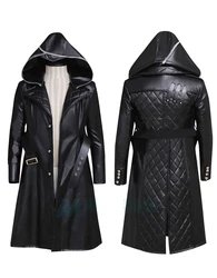 Anime Jacob cosplay costume for man killer uniform Black Leather Coat Halloween Party Hidden Blade costume
