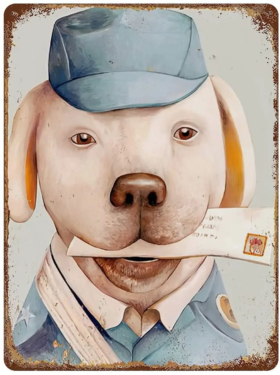 Postman Dog Vintage Metal Signs Animal Crew Poster Wall Art Retro Iron Painting for Home Bar Cafe Decor 15.7