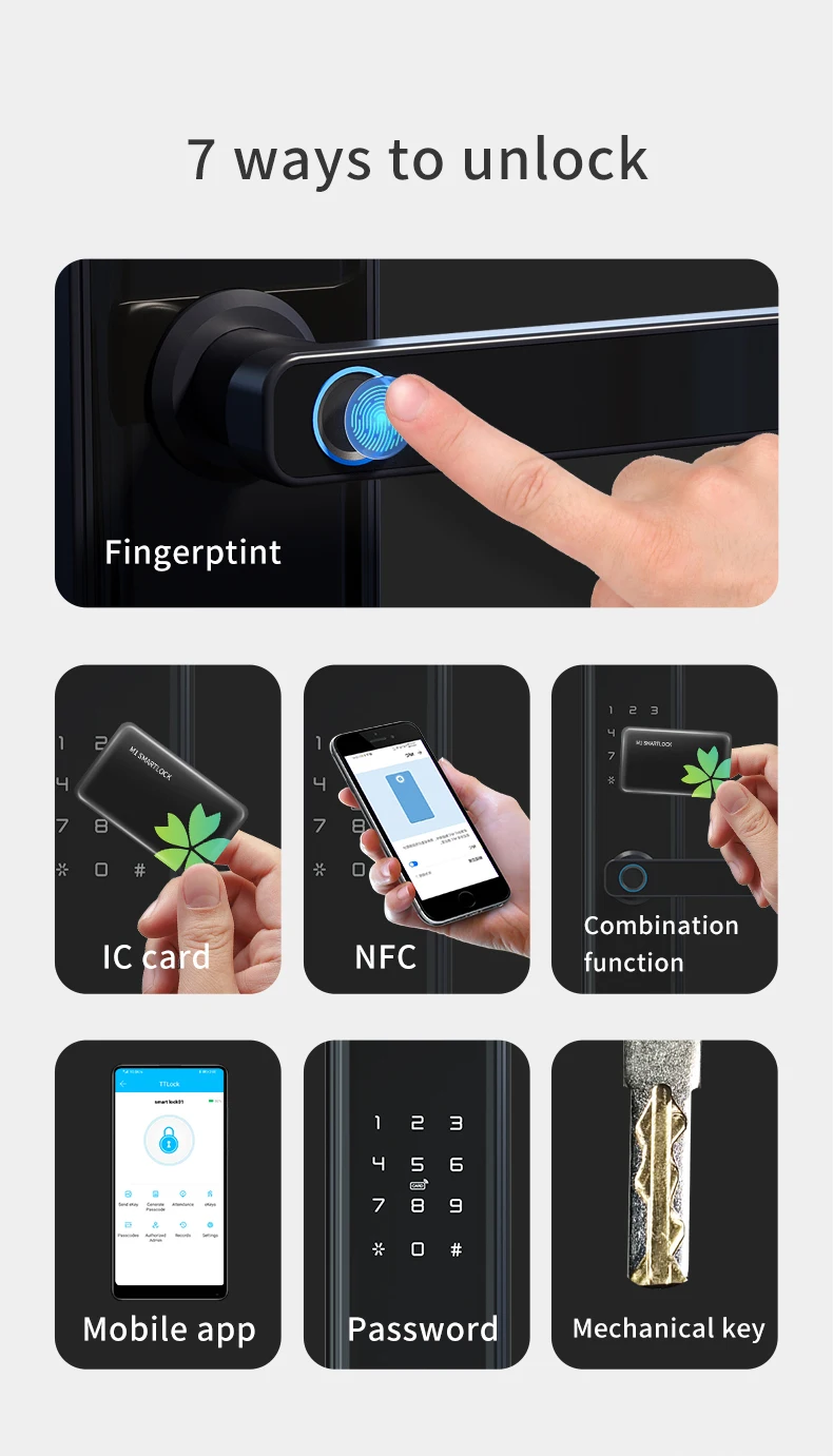 RAYKUBE Fingerprint Lock Security Intelligent Smart Lock With WiFi APP Password Unlock DoorLock Electronic Fingerprint Lock