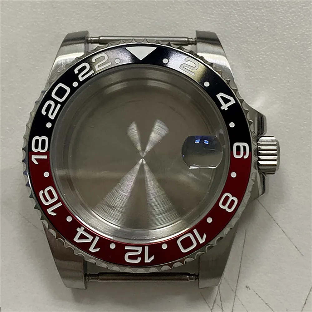 40mm Sapphire Glass Watch Case Dual Color GMT Bezel Magnifying Glass Cover for NH35 Mechanical Movement Repair Parts