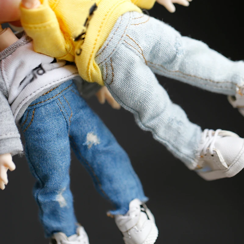 Ob11 baby clothes  fashion Ripped  jeans and T-shirt Fit for obitsu11 ,GSC,ob11,1/12 BJD doll clo clothes pants doll accessories