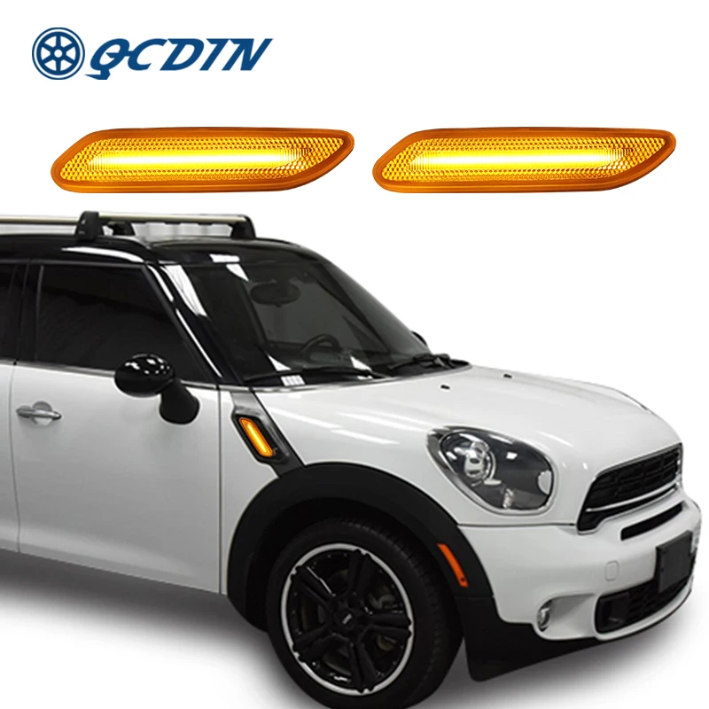 QCDIN 2PCS Flowing Water Turn Signal Light LED Side Marker Light Blinker For MINI COOPER R61 2012 - 2017 Side Turn Signal Light