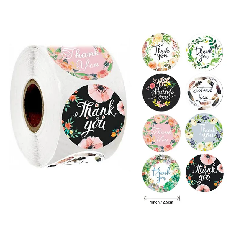 New Gift Sealing Stickers 50/500PCS Thank You Love Design Diary Scrapbooking Stickers Festival Birthday Gift Decorations Labels