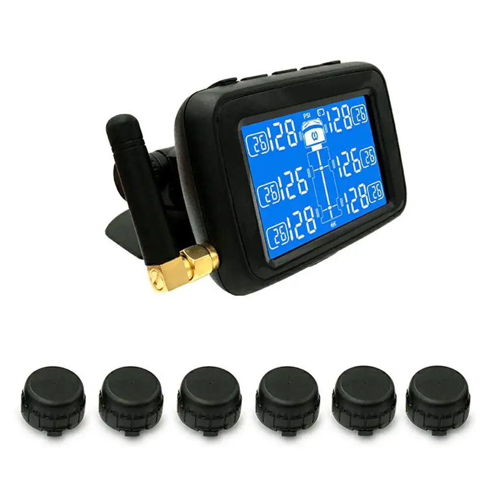 U901T TPMS Car Truck 24V Wireless Tire Pressure Monitor with 6 External Sensors Fuel Efficient waterproof driving security parts