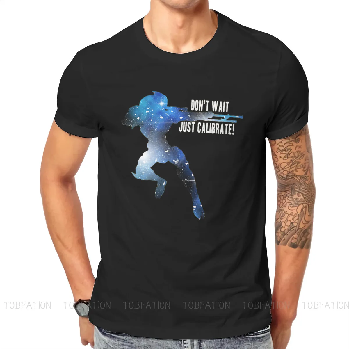 Garrus Don't Wait Just Calibrate Special TShirt Mass Effect Commander Shepard Asari Game Hip Hop Gift Idea  T Shirt Short Sleeve