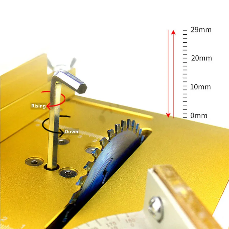 Frästisch-Einlegeplatte für Werkbank, Kreissägen-Abdeckplatte mit Gehrungsführung, Aluminiumprofil-Absperrung, Gleithalterung – Detail 6