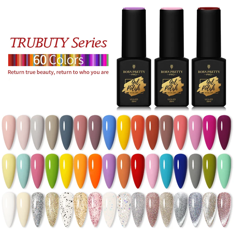 BORN PRETTY Pro Nail Gel Polish Reflective Glitter Gel 15ml Trubuty Series Soak Off UV Semi-permanent Varnish Top Coat Nail Art