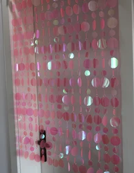 Pink transparent plastic sequin pendant children's room cartoon decorative door curtain DIY indoor living partition ornaments