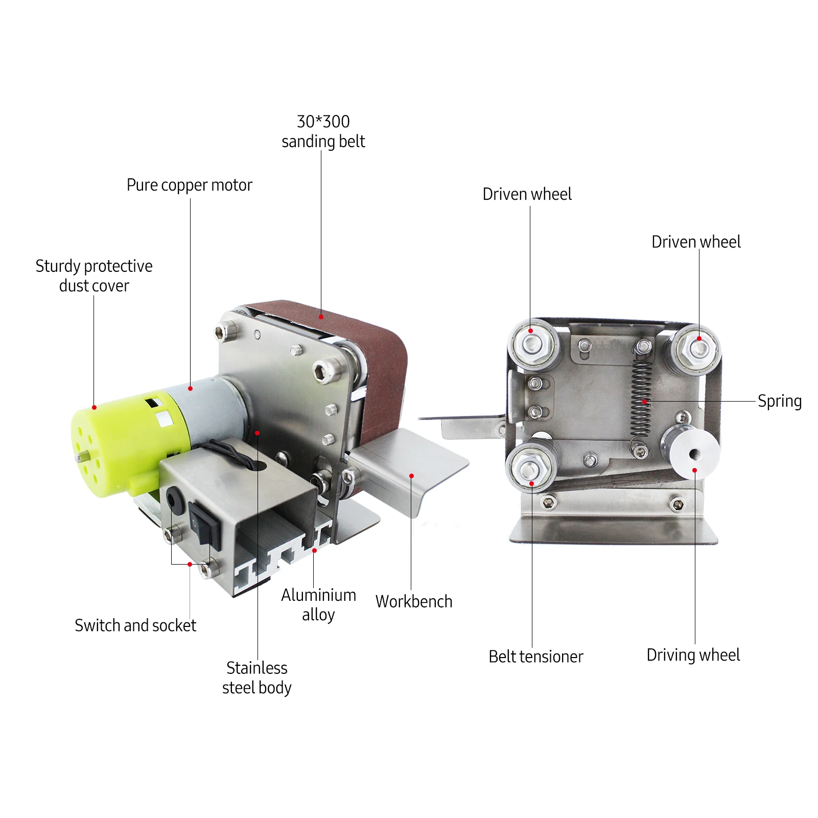 110V/220V เครื่องขัดตัดขอบ Sharpener เครื่องบดมัลติฟังก์ชั่น Mini Sander เข็มขัดไฟฟ้า7ความเร็วปรับ