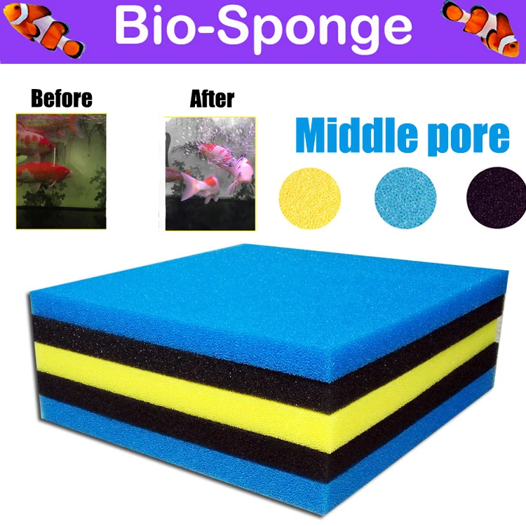 Aquarium Accessories Biochemical Decoration Filter Cotton Sponge Fish Tank Filter Aquarium Pond Black Yellow Blue Sponge 25PPI