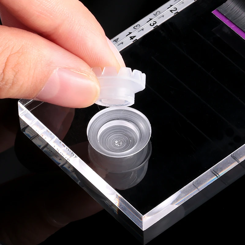 Clear Lash Tile Acrylic Pallet Individual Eyelash Extension Glue Plate Volume Eyelashes Stand Dispossible Glue Holder Cap