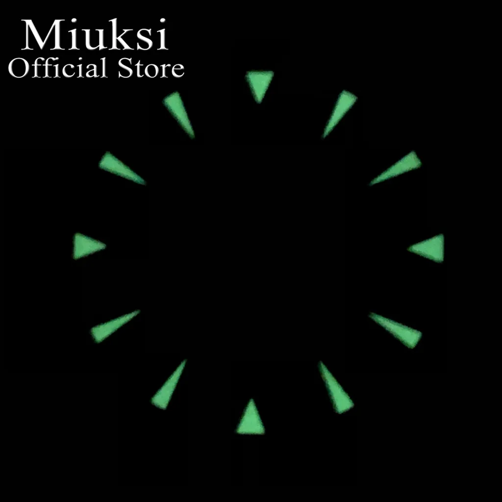 Miuksi 33.2mm black blue green silver watch dial luminous dial fit NH35 movement