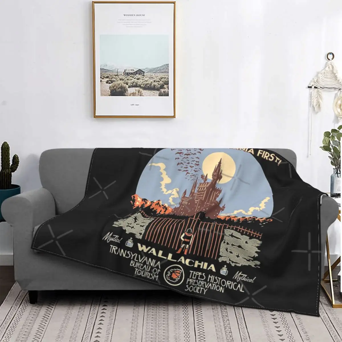 

Manta a cuadros con capucha para cama, cobertor de tela escocesa con estampado de First Castlevania, para el sofá