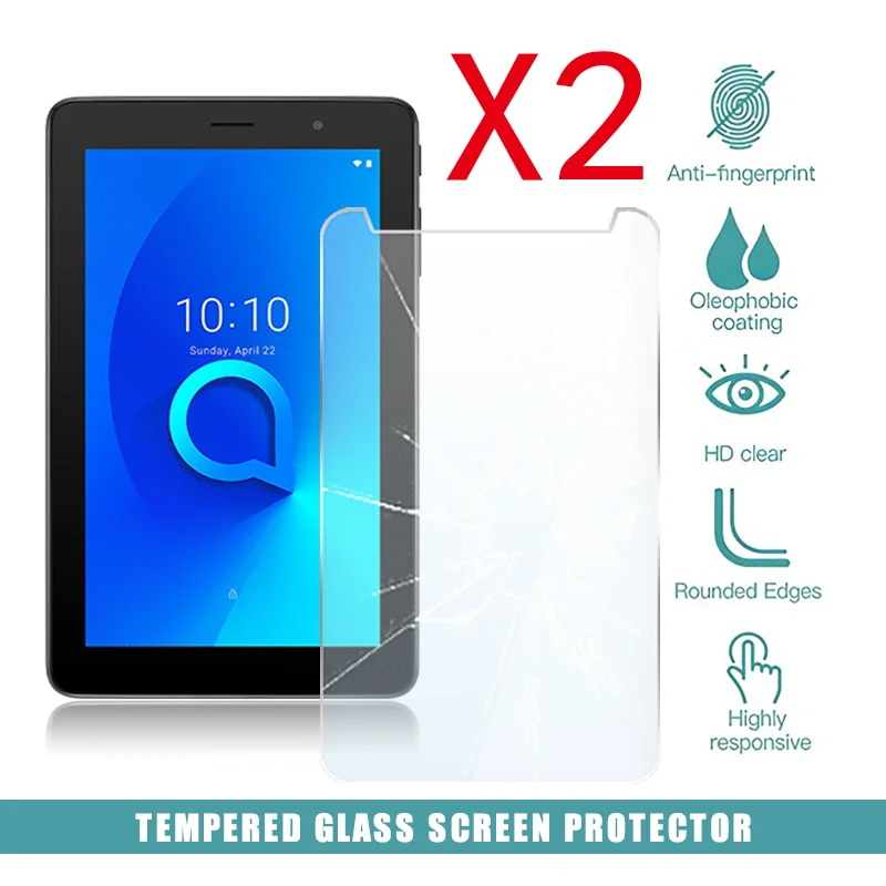 2Pcs Tablet Tempered Glass Screen Protector Cover for Alcatel 1T 7  Full Coverage Anti-Fingerprint Screen Protector Film