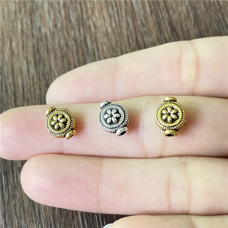 Perforated Amulet Flower-Shaped Ethnic Gasket DIY Handmade Bracelet Necklace Spacer Jewelry Connector Making Alloy Accessories