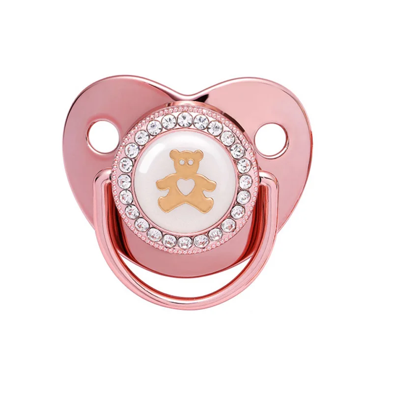 2023 New Baby Pacifier Rose Gold Bling Teether BPA Free Newborn Silicone Pacifier Baby Soother Nipple Dummy Baby Shower Gifts