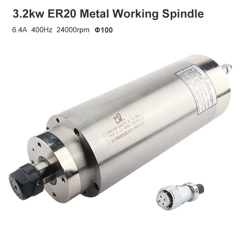 

2.2KW ER20 D=100 Constant Torque Water-Cooled Spindle Motor 220V 380V 4 Bearing Used For CNC Router Engraving Metal Milling