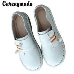 Careaymade-scarpe da donna fatte a mano in pura pelle genuina mocassini retrò pelle bovina suola super morbida comode scarpe singole femminili