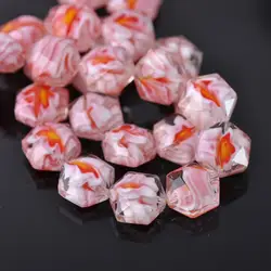 10pcs 16x14mm Hexagon Shape Faceted  Lampwork Glass Loose Crafts Beads Wholesale lot for DIY Jewelry Making Findings