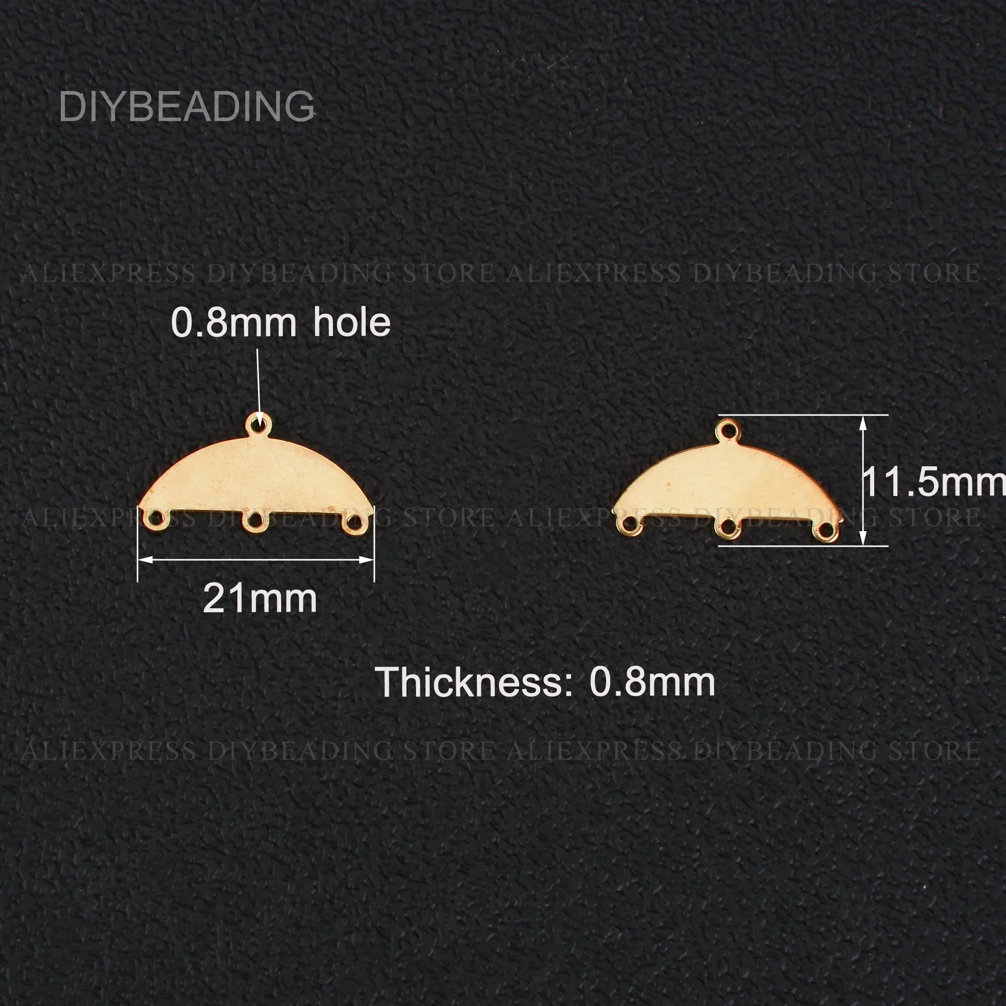 20-500 Pcs Component for Earring Making Multi Holes Brass Half Circle Charm Dangle Connector Finding Bulk Wholesale (11*21mm)