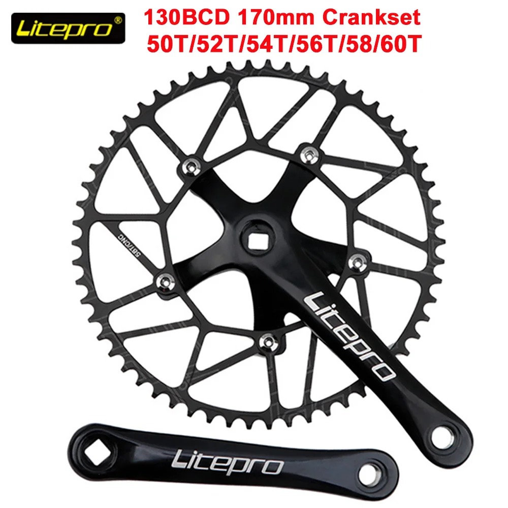 

Ultralight 130BCD Bike Crankset 5 Nail 170mm Square Hole Crank BXM Folding Bike Chainring 50T 52T 54T 56T 58T Bicycle Chainwheel