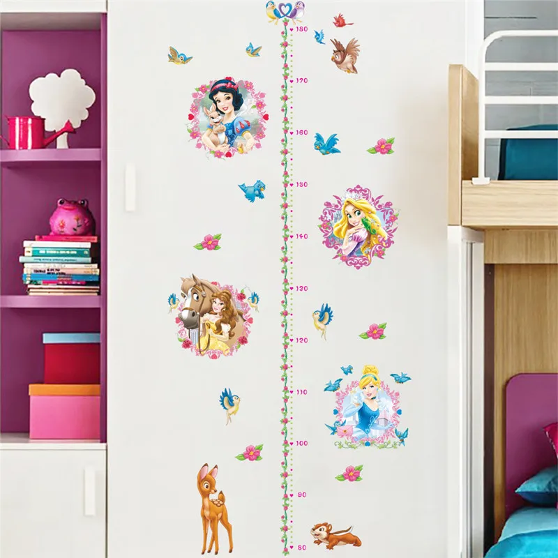 Colorful Princess Bird deer height measure wall stickers decals children bedroom kindergarten Decoration wall sticker Decals