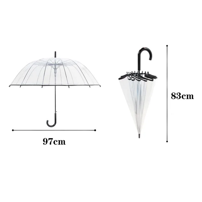 High Quality Kids Umbrella Transparent Big Long Handle Umbrella Male Female Rain Fashion Solid Automatic Creative Rainy Clear