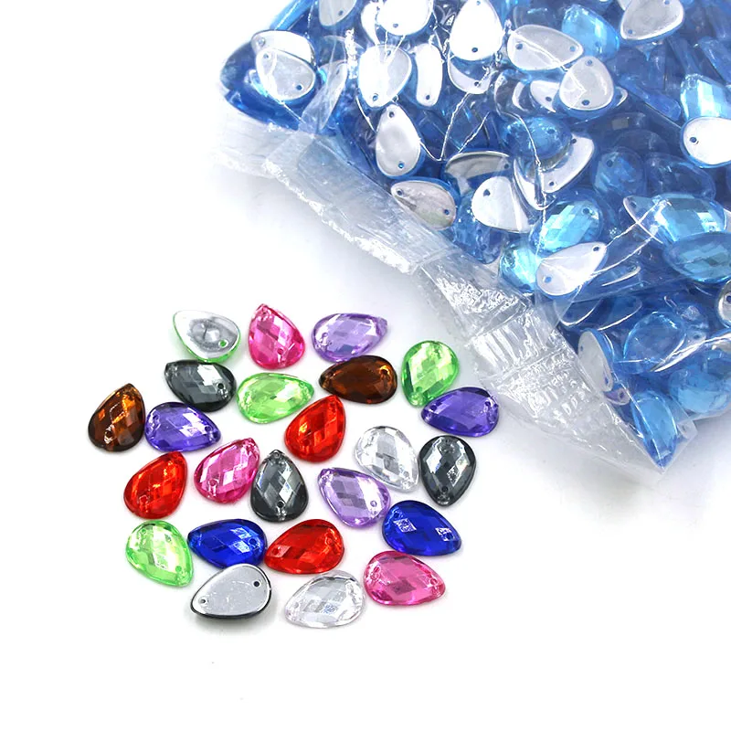 

Big Bag Wholesale 18x25mm / 13x18mm / 10x14mm/8x13mm Teardrop Acrylic Flatback Sew Rhinestone DIY Clothing Crafts