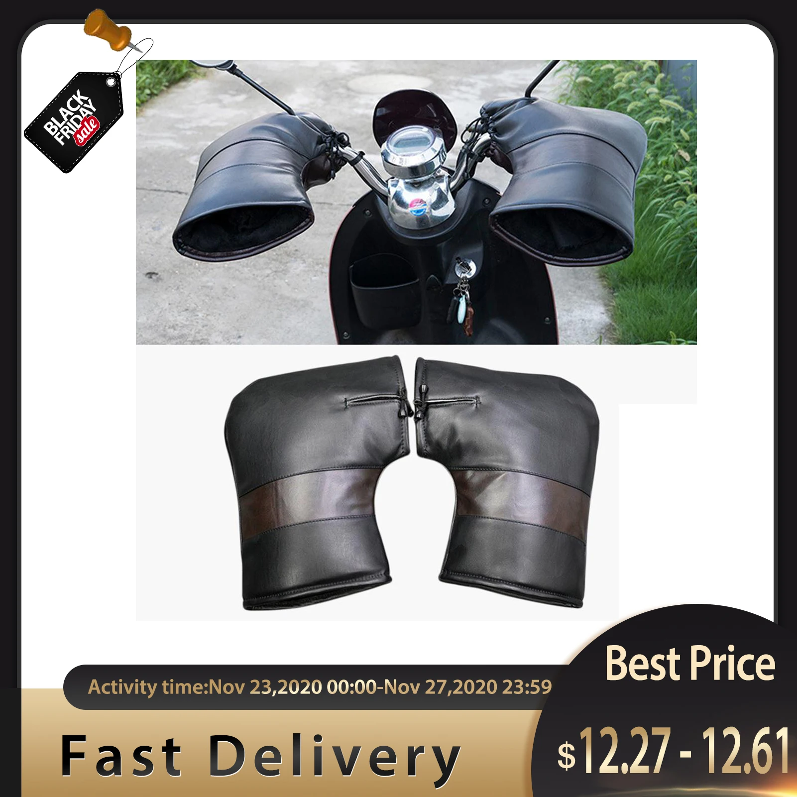 

New 2pcs Protective Motorcycle Scooter Warm Handlebar Muff Grip Handle Bar Muff Waterproof Winter Warmer Thermal Cover Gloves Ho