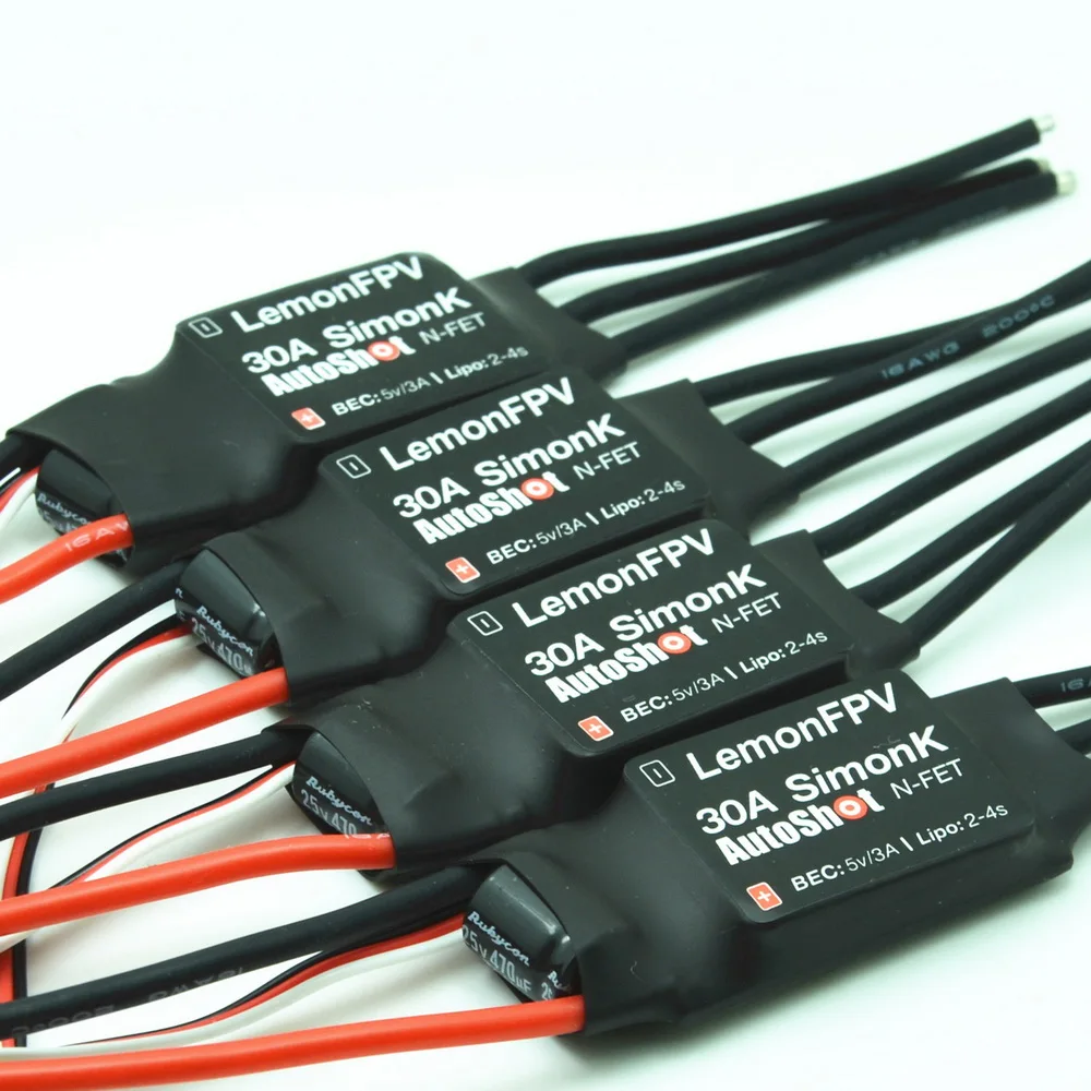 

Контроллер скорости LemonFPV 2-4S Lipo 30A SimonK ESC w/ 3A 5V UBEC для F450 F500 RC квадрокоптера