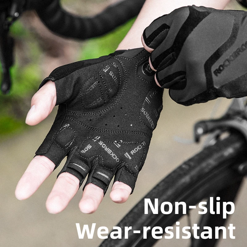 ROCKBROS Cycling Gloves Breathable Shockproof Bike Gloves Summer Half Finger Gloves MTB Mountain Bicycle Gloves Sports Gloves