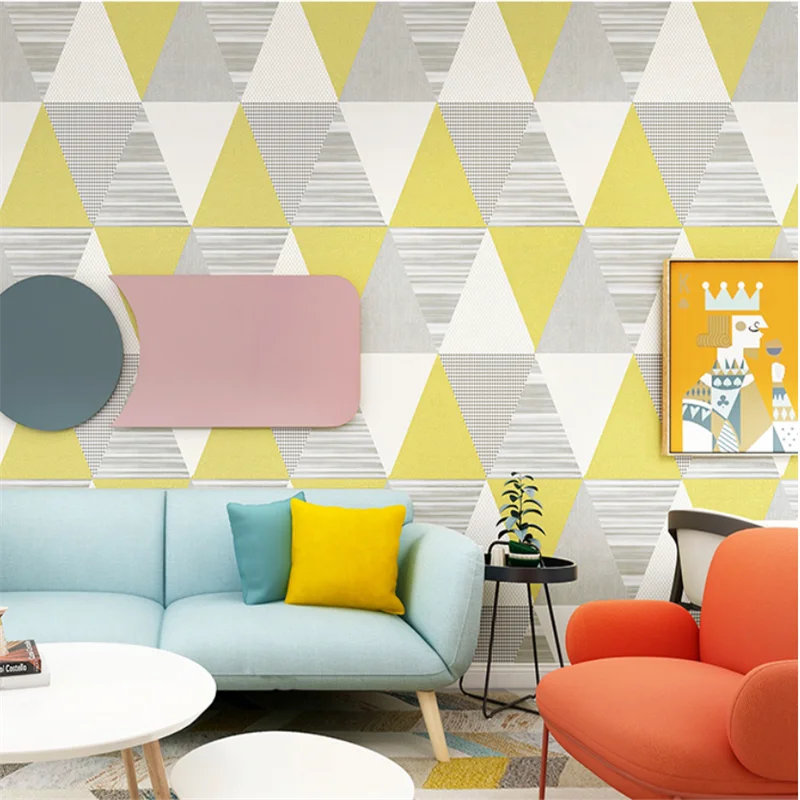 

Nordic style wallpaper ins wind rhombus lattice triangle geometry living room bedroom hotel noodle restaurant background wall