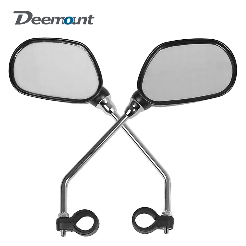 Deemount 1 Pair Bicycle Rear View Glass Mirror Bike Handlebar Wide Range Back Sight Light Reflector Angle Adjustable Mirrors