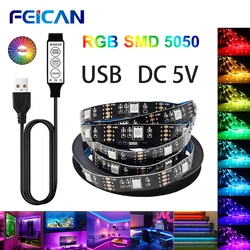 светодиодная лента usb Светодиодная гибкая лента RGB для подсветки компьютера, 5 В, 1 м, 2 м, 3 м, 4 м  светодиодная лента светодиодная лента на батарейках лента светодиондная 5в