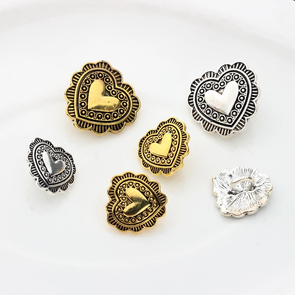 3pcs/lot 27MM Retro Zinc Alloy Sweet Heart   Decorative Buttons Charms Pendants for DIY Accessories