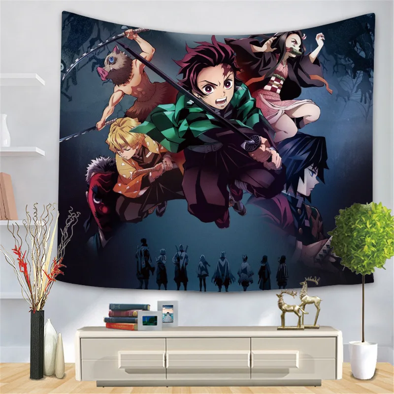 

Anime tapestry Cartoon Ghost Slayer Tapestry Digital Printed Wall Cloth Large Size Tapestry for Home Decoration