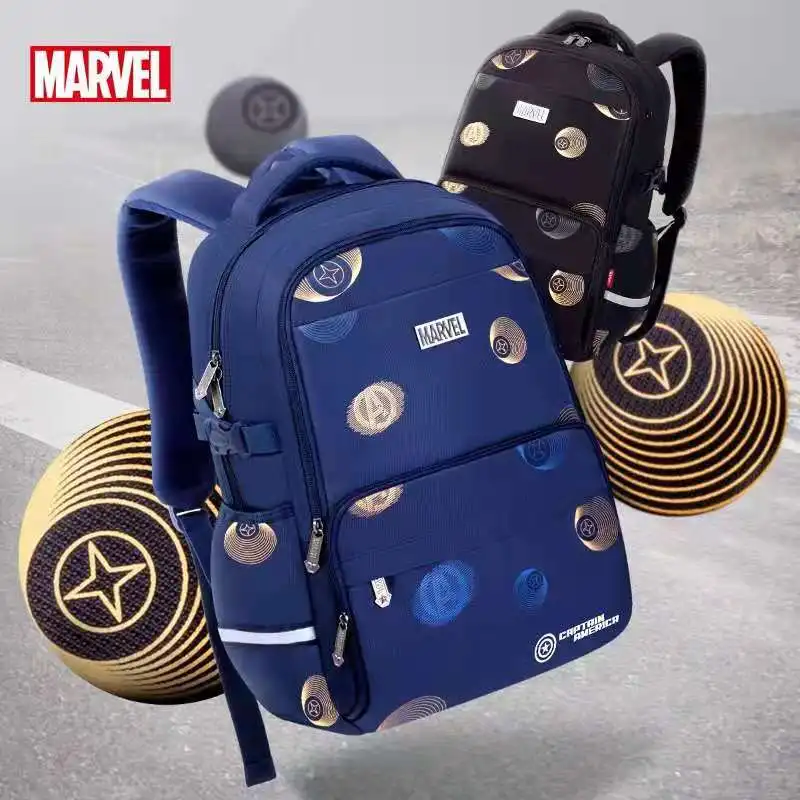 Genuine Disney New School Bags For Boys Primary Student Shoulder Orthopedic Backpack Spider Iron Man Captain America Mochila