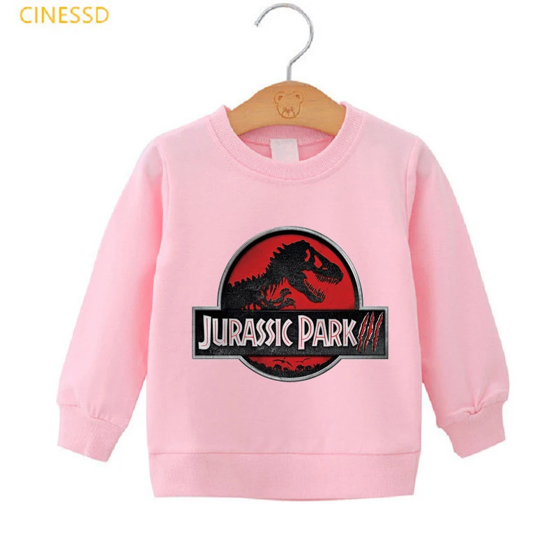 Dinosaur print jurassic park hoodies autumn winter boys clothes children girls top plus velvet sweatshirt kids outerwear hoody