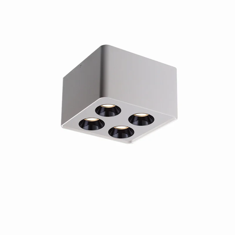 

5pcs 4x10w 4x7w Surface Mounted Non Main Light ac85-265v Spotlight Grid Square Hole Free Ceiling Downlight For Household